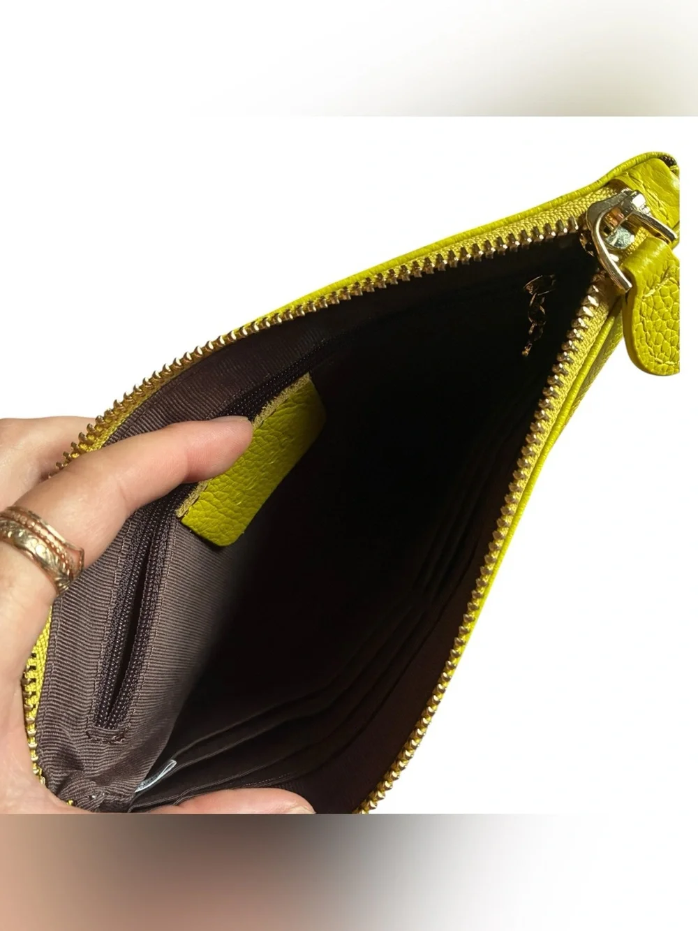 Befen Genuine Pebbled Leather Wristlet Clutch Wallet – Lime Green / Chartreuse